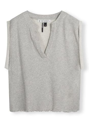 v-neck top fleece | light grey melee
