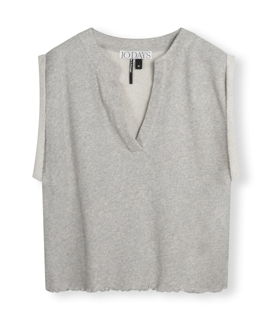 v-neck top fleece | light grey melee