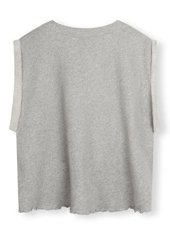 v-neck top fleece | light grey melee