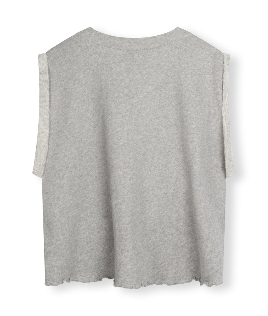 v-neck top fleece | light grey melee
