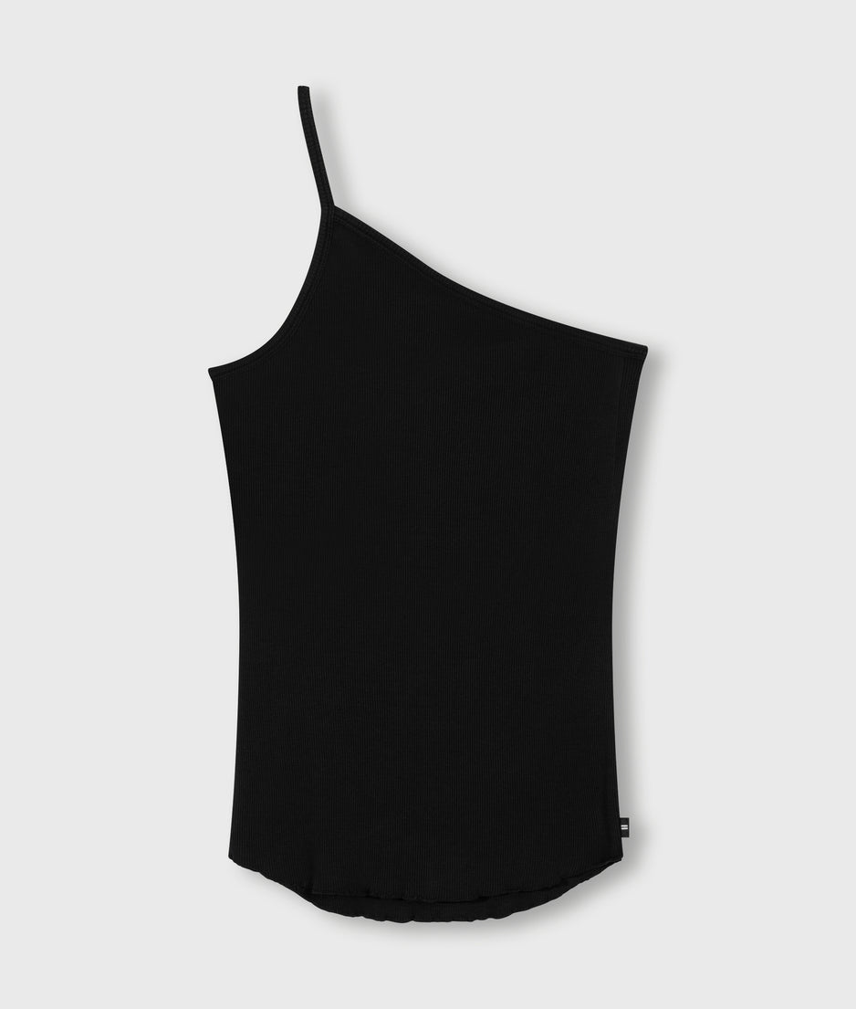 one shoulder ballet top | black
