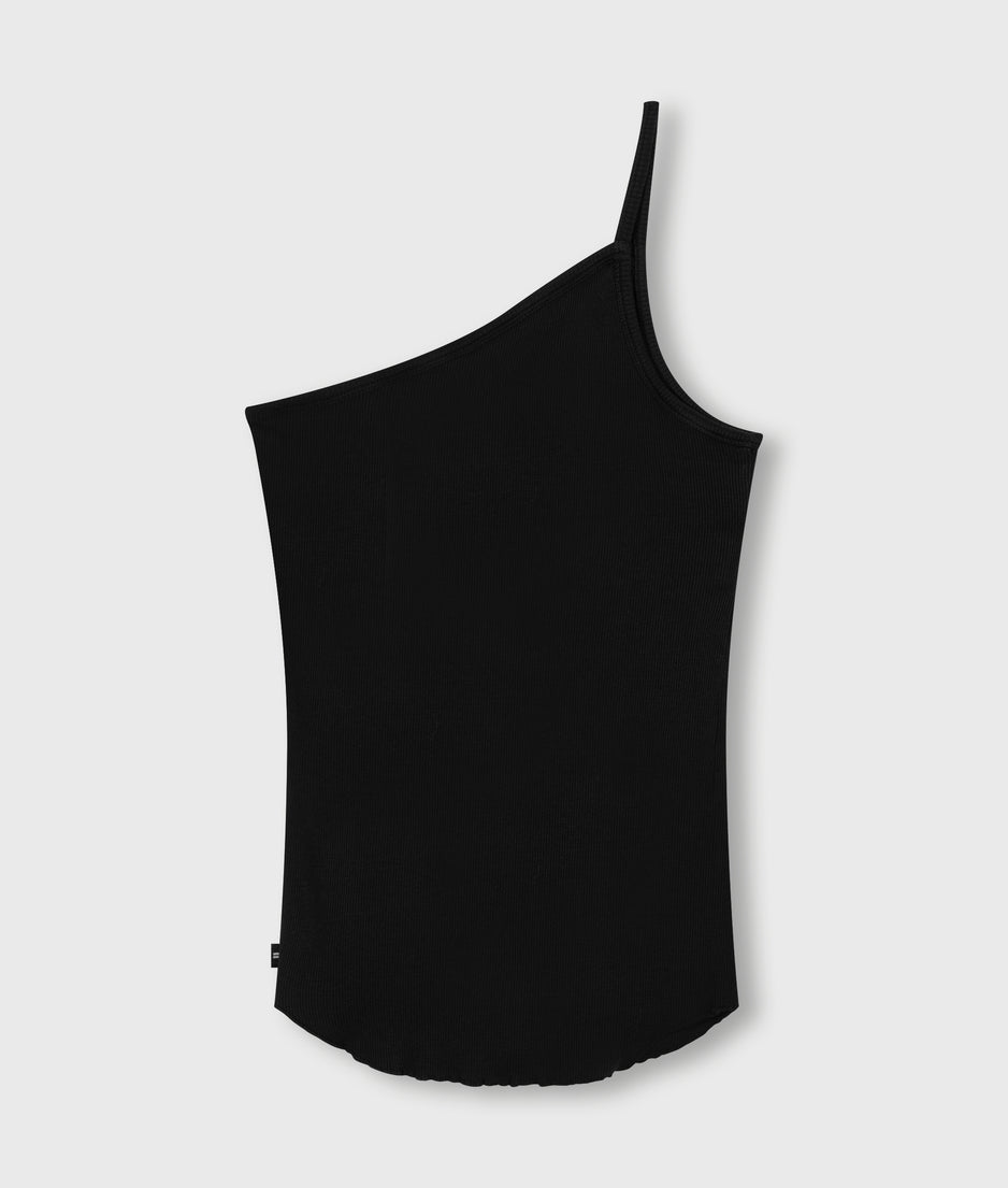 one shoulder ballet top | black