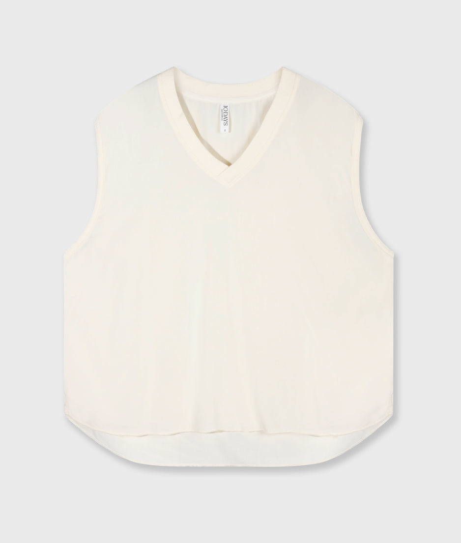 v-neck top viscose | soft vanilla