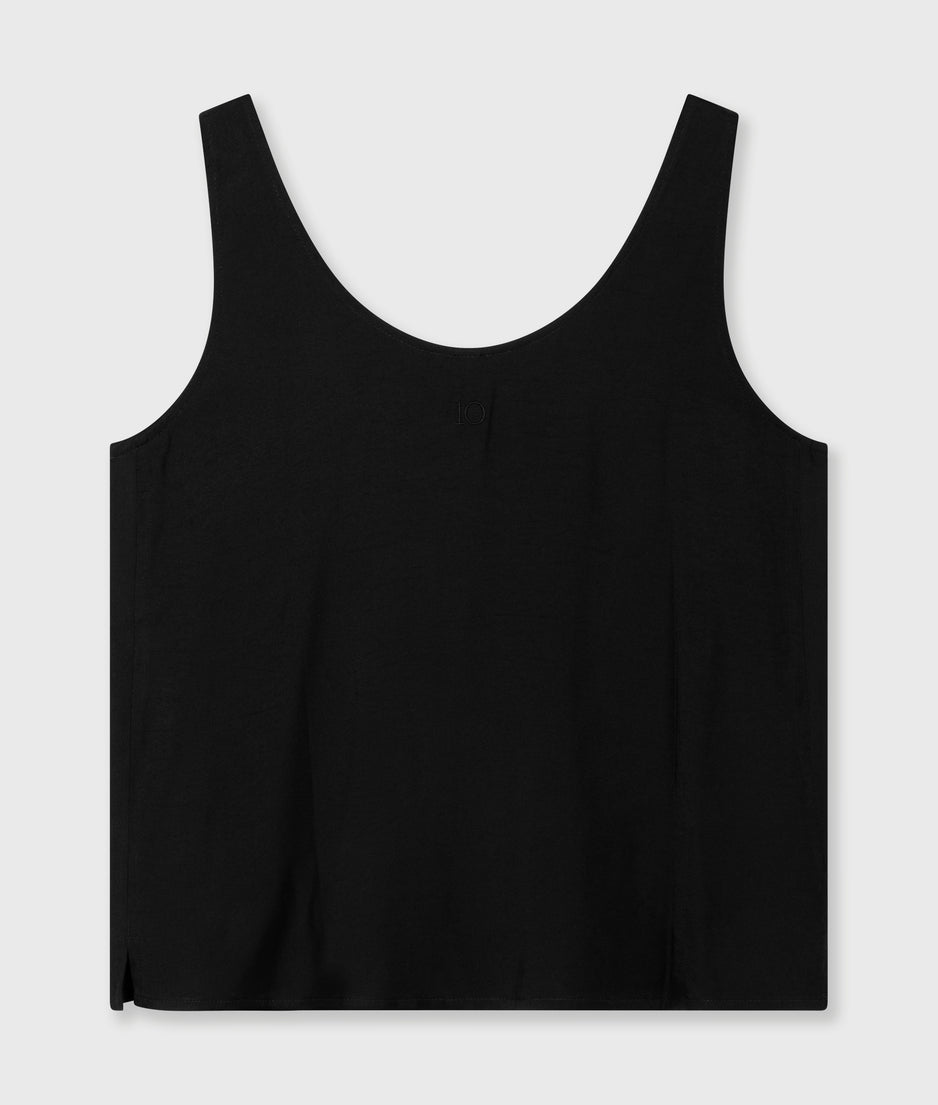 shiny tank top | black