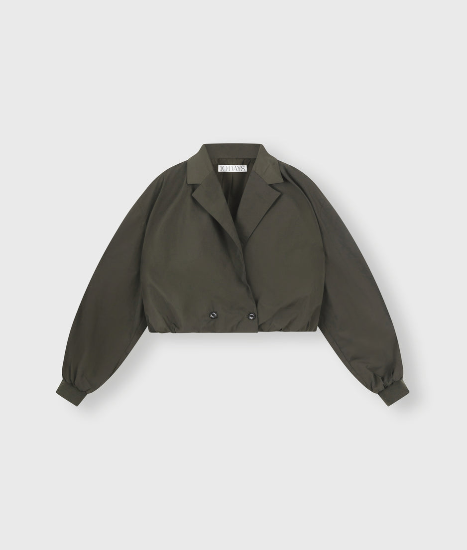 cropped blazer jacket | oil grey