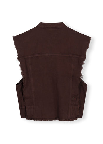 cropped twill gilet | aubergine