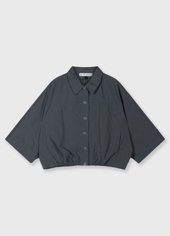 wide crinkle jacket | steel blue