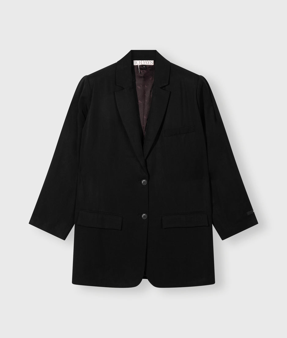 long flowy blazer lyocell | black