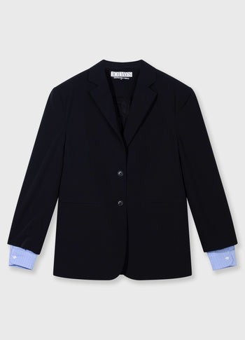 Travel Blazer mit doppelten Ärmelaufschlag | black