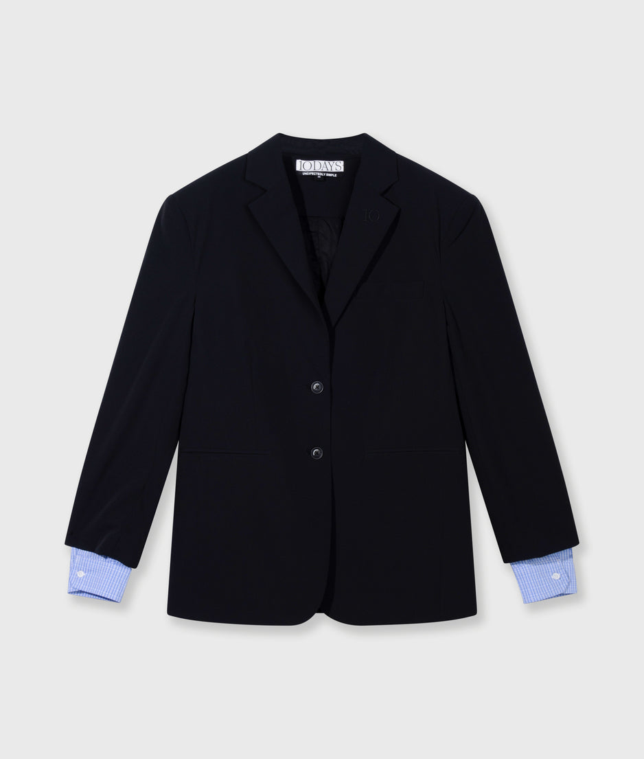 Travel Blazer mit doppelten Ärmelaufschlag | black