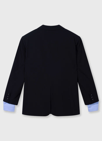 Travel Blazer mit doppelten Ärmelaufschlag | black