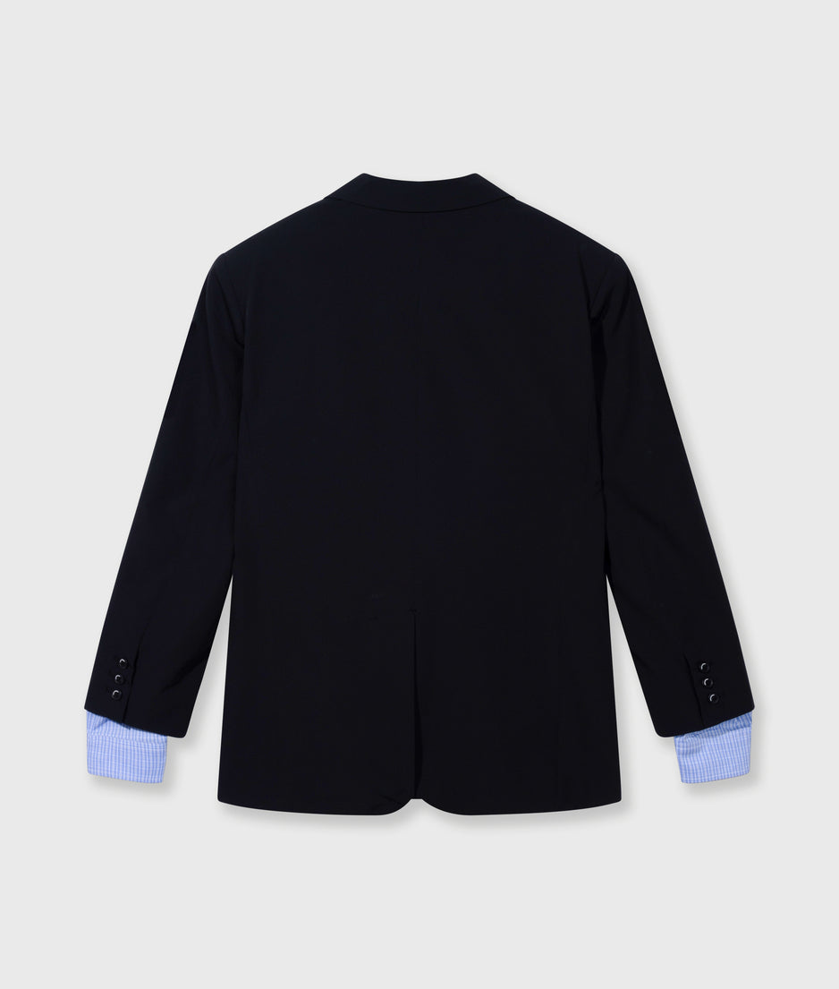 Travel Blazer mit doppelten Ärmelaufschlag | black