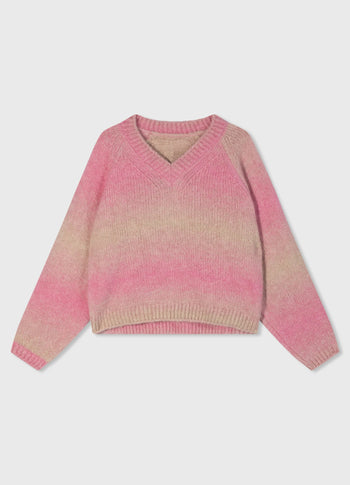 v-neck sweater gradient knit | pink
