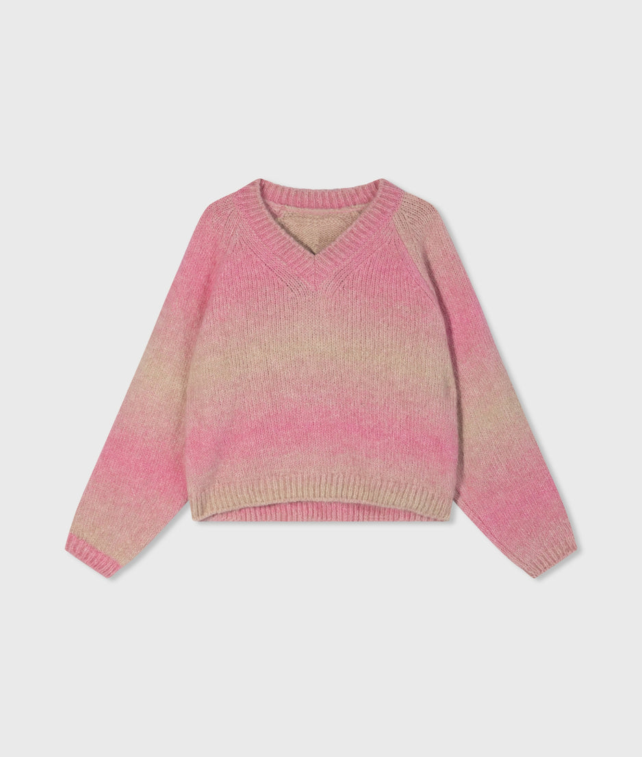 v-neck sweater gradient knit | pink
