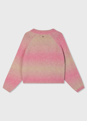 v-neck sweater gradient knit | pink