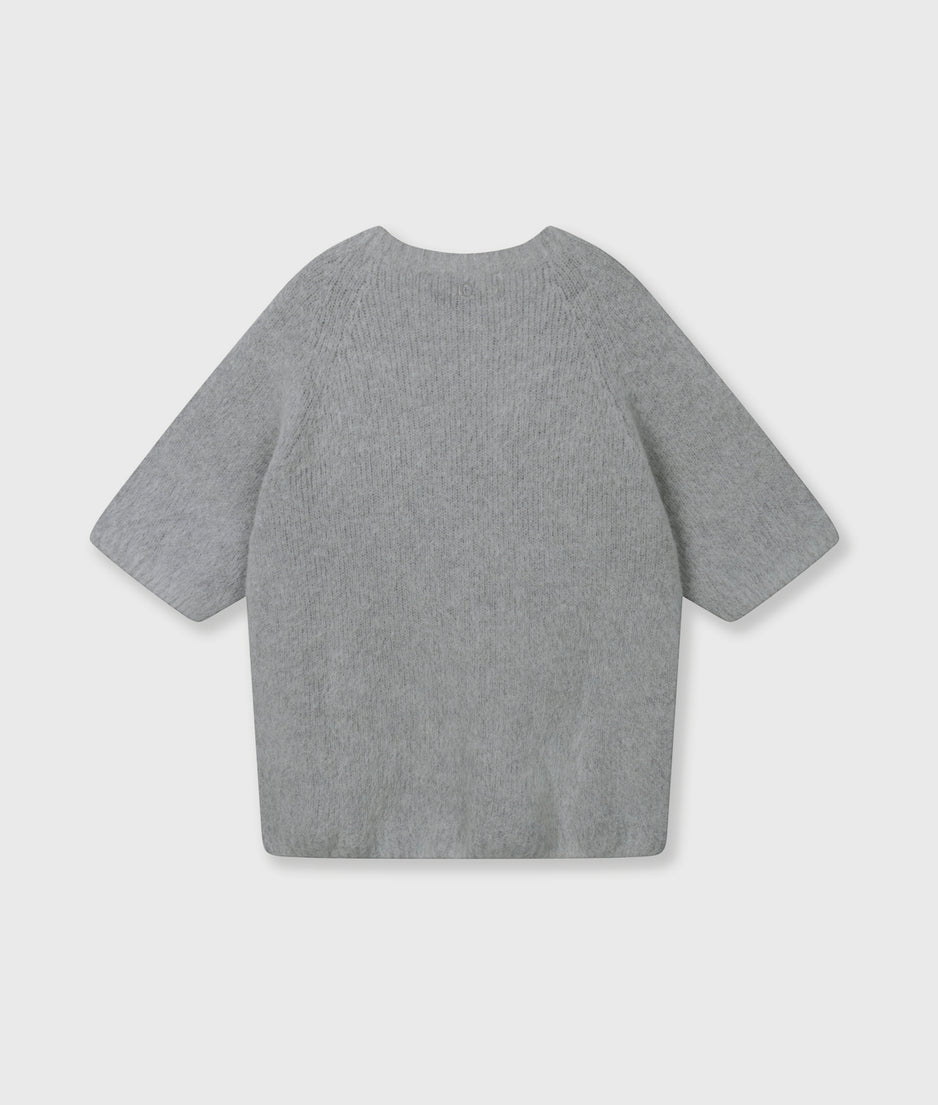short sleeve knit sweater | light graphite