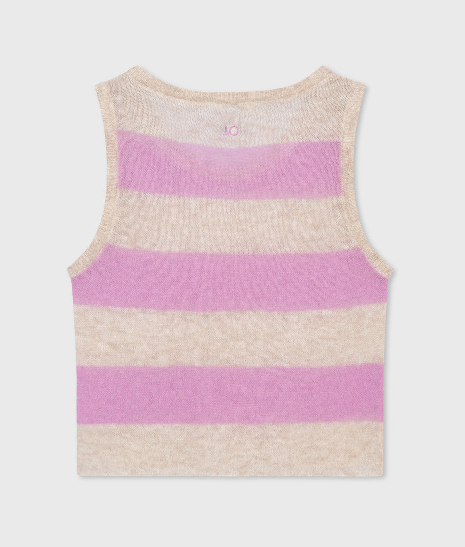 tank top thin knit stripes | light safari/violet
