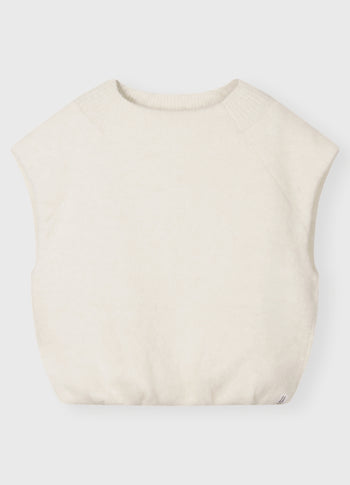 balloon hairy knit top | ecru