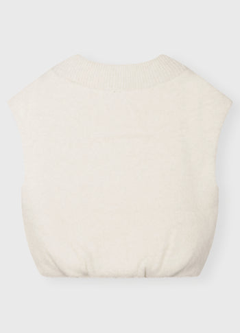 balloon hairy knit top | ecru