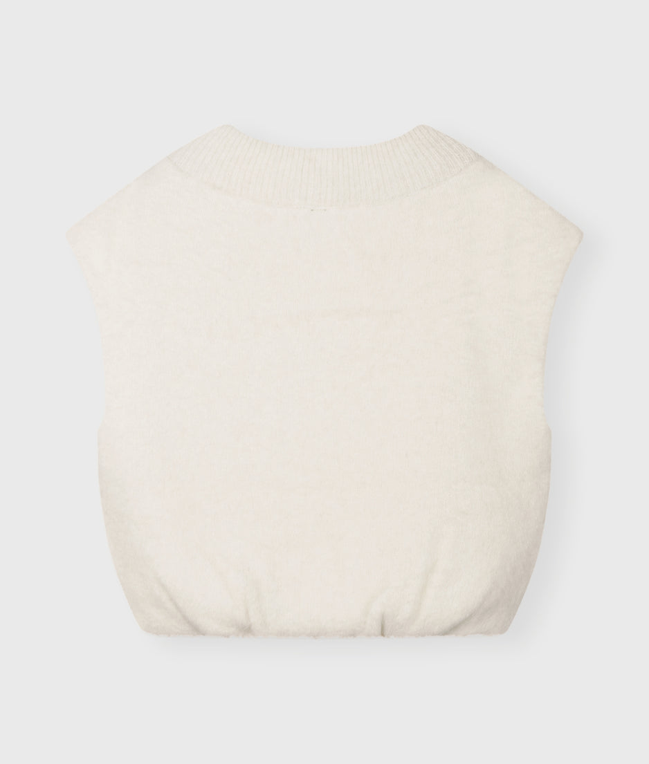 balloon hairy knit top | ecru