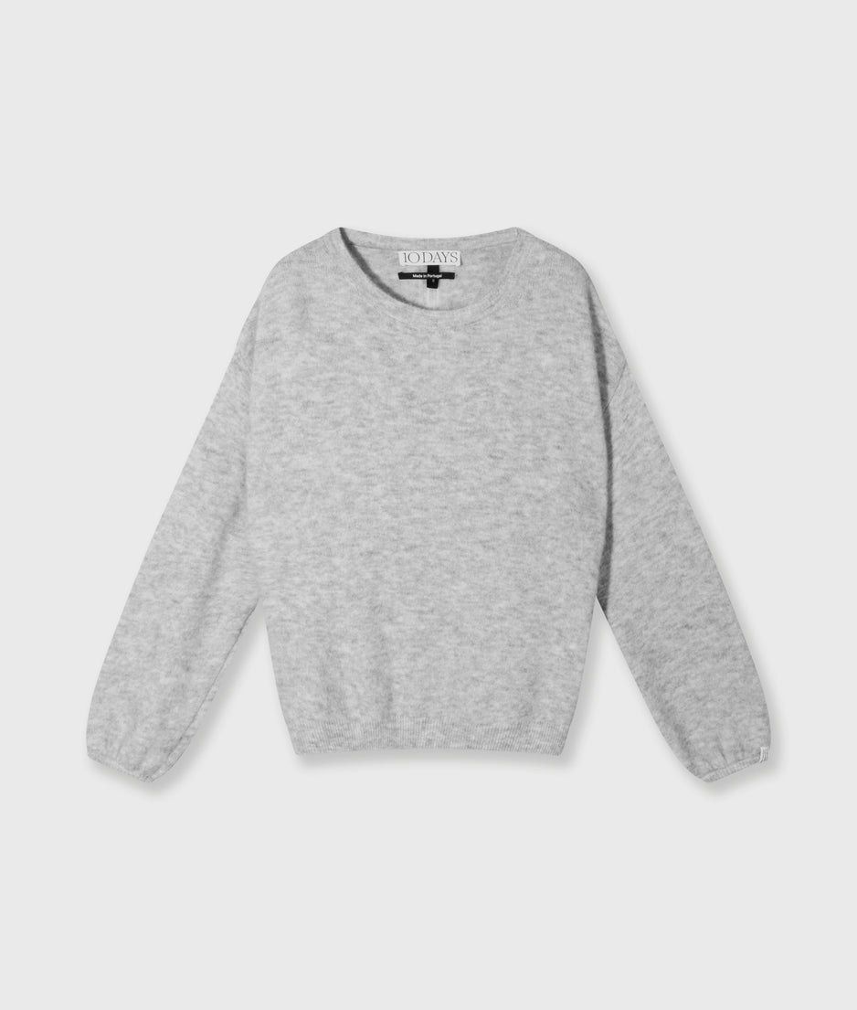 soft round neck sweater knit | light grey melee