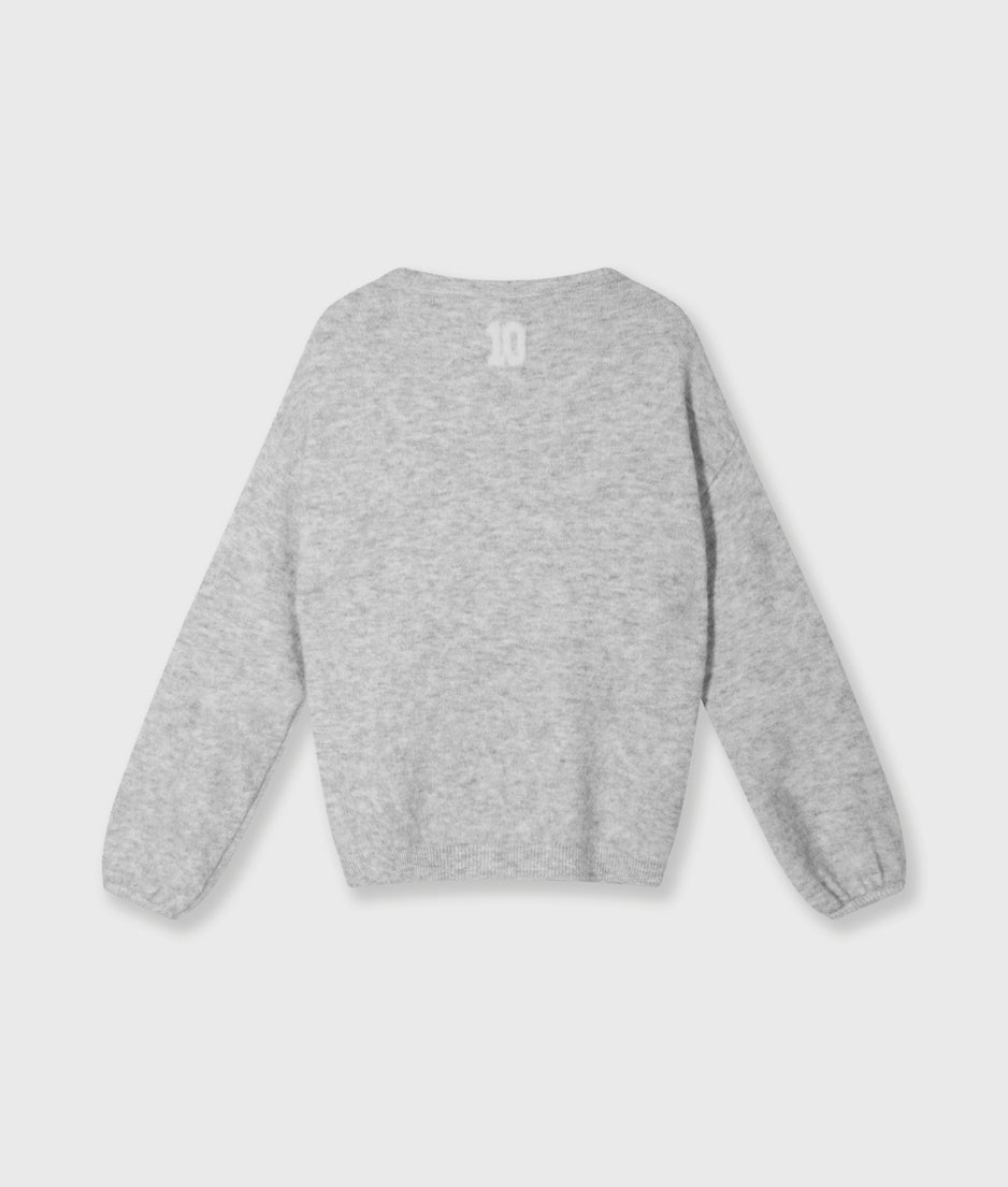 soft round neck sweater knit | light grey melee