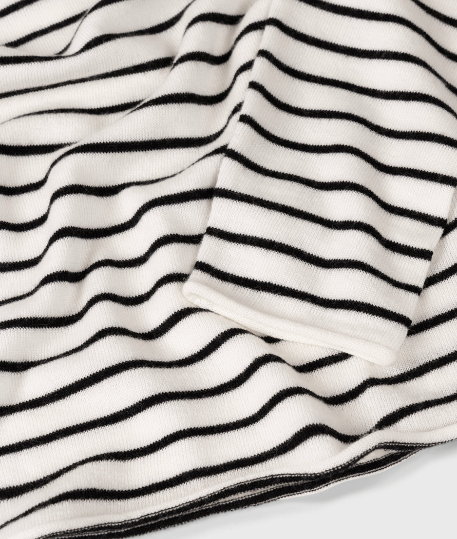 fine knit sweater stripes | ecru/black