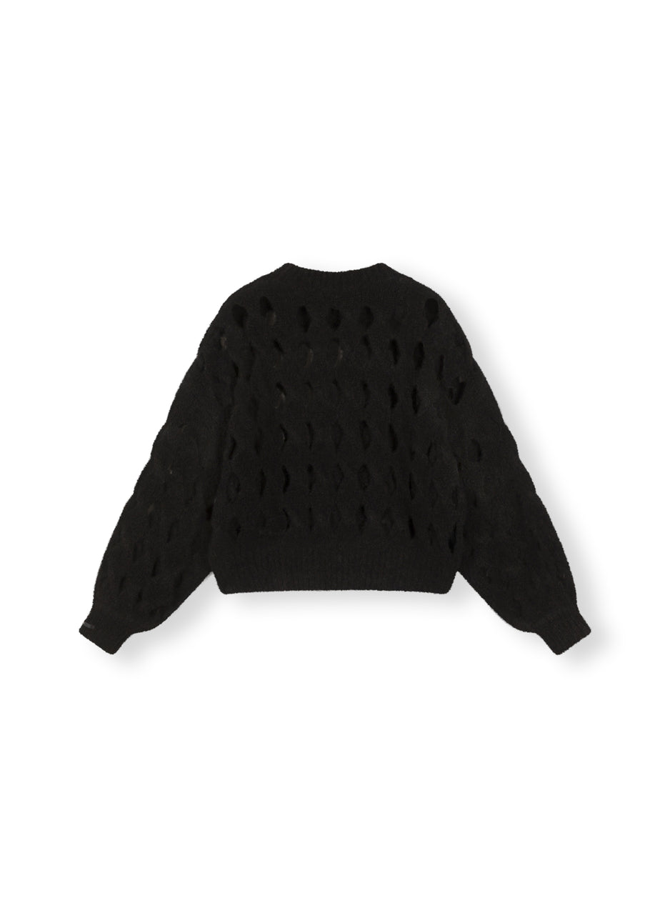 open knit sweater | black