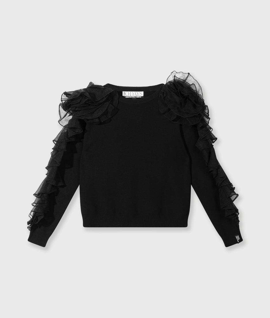 dramatic knit sweater | black