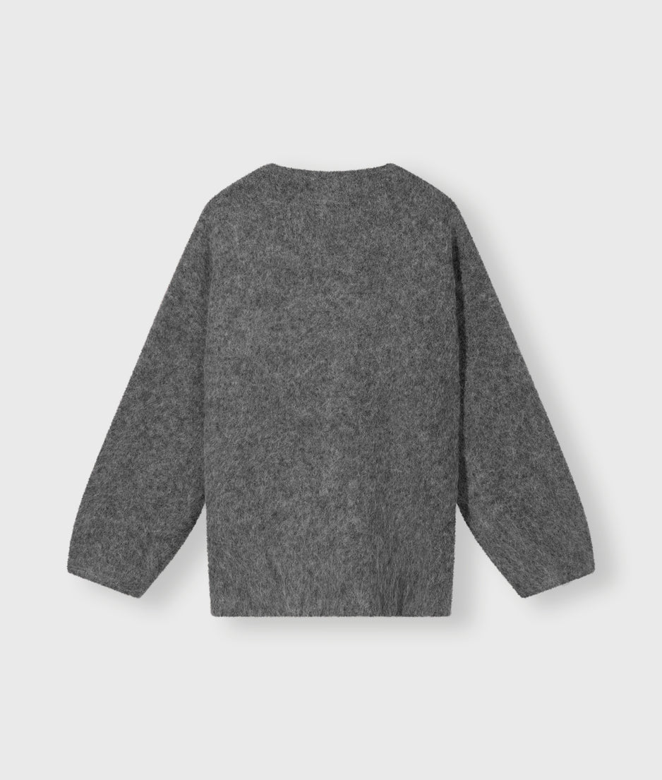 v-neck hairy knit sweater | antra melee