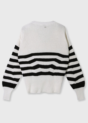 v-neck rib knit sweater | ecru