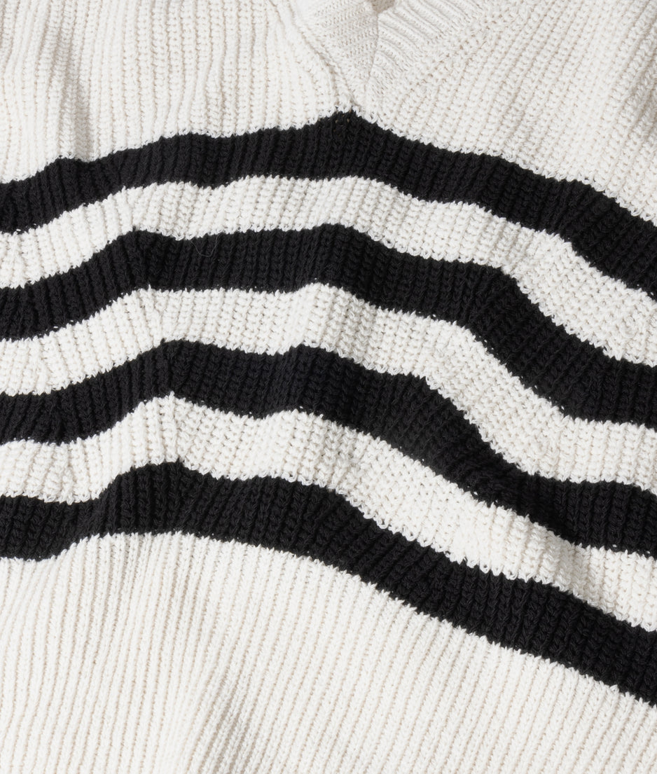 v-neck rib knit sweater | ecru