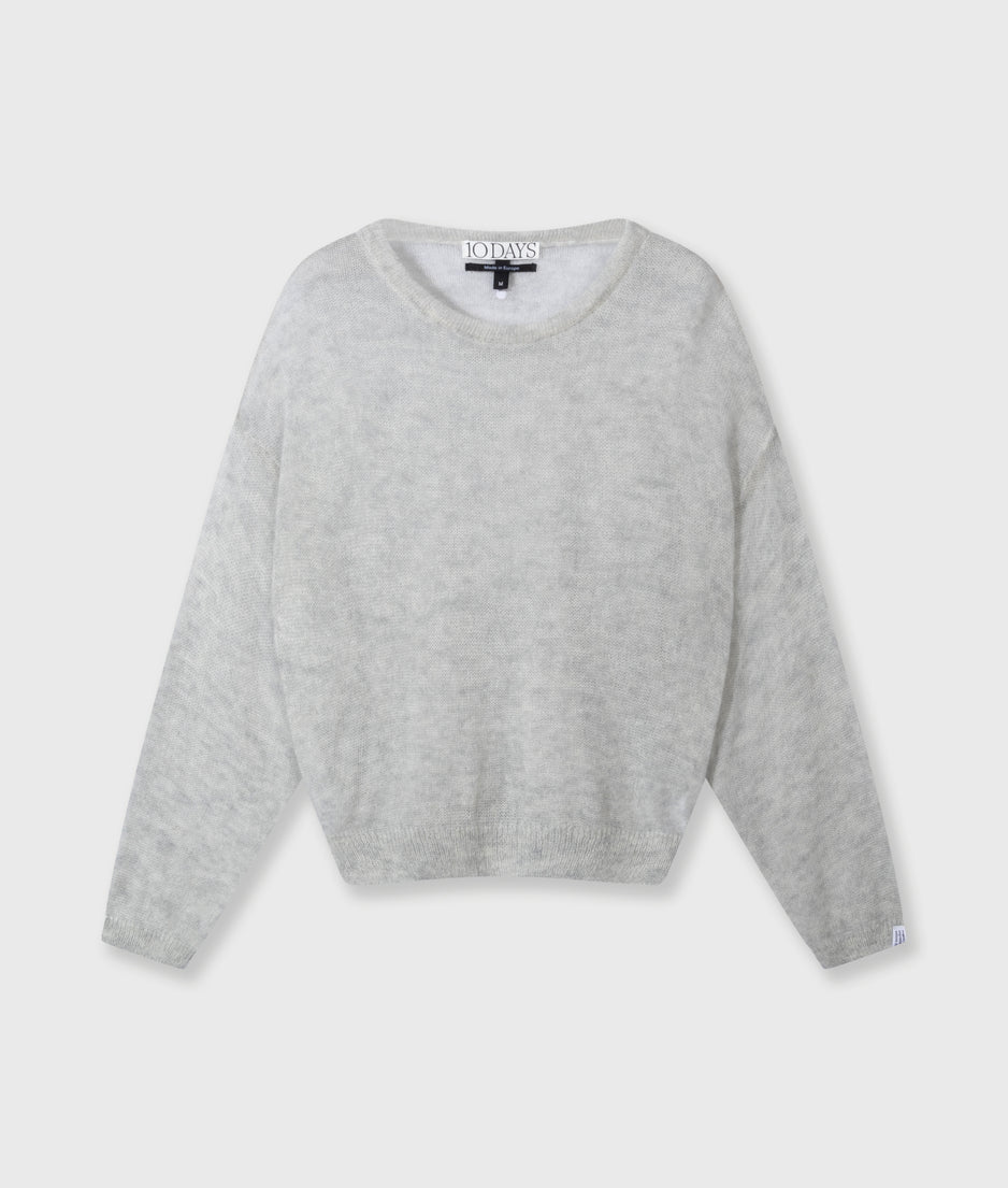 thin knit sweater | light grey melee