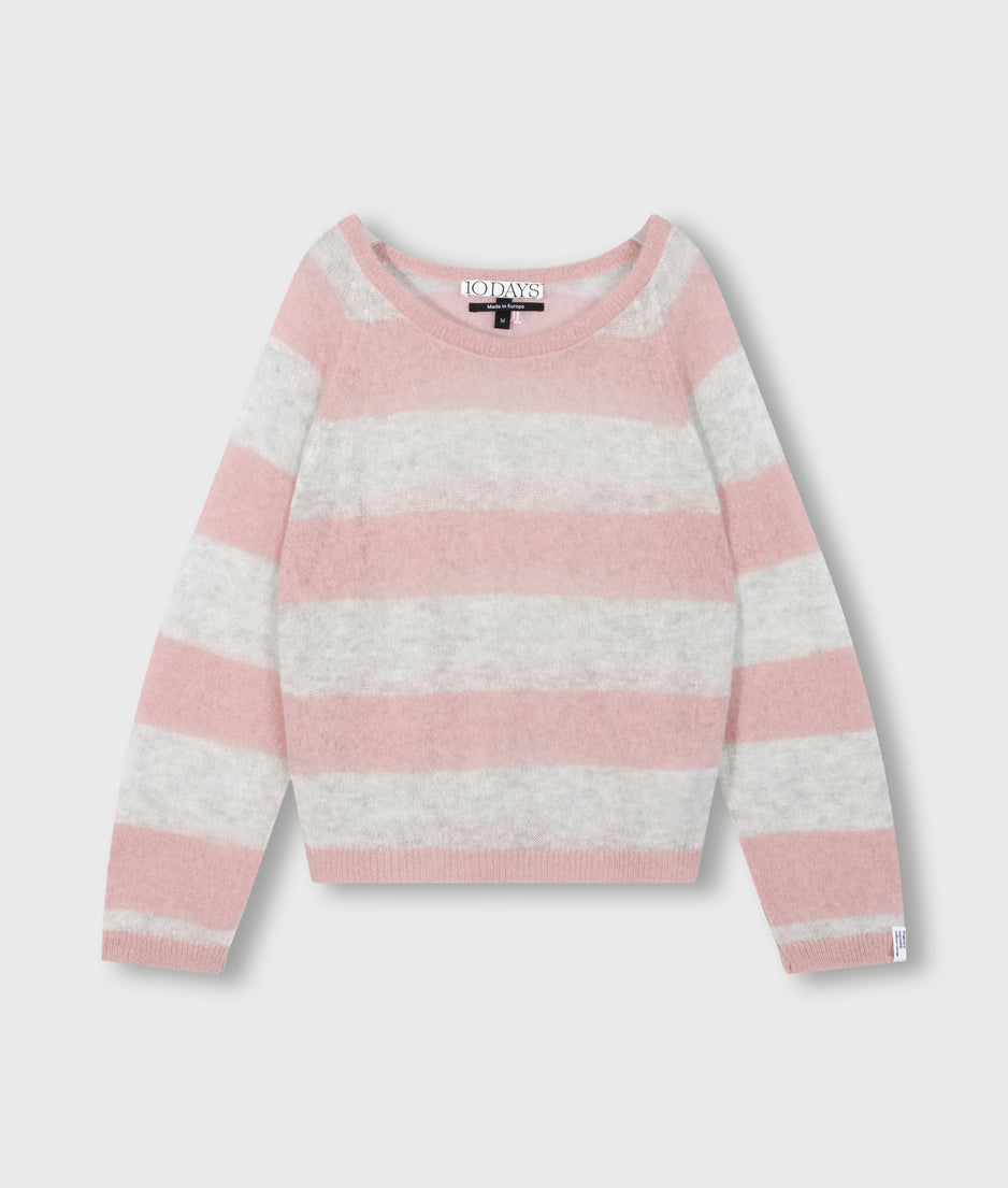 thin knit sweater | dark raspberry/white grey melee