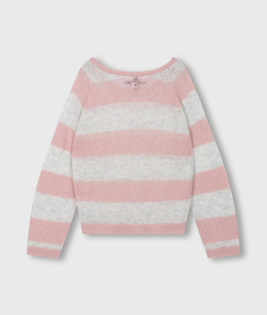thin knit sweater | dark raspberry/white grey melee