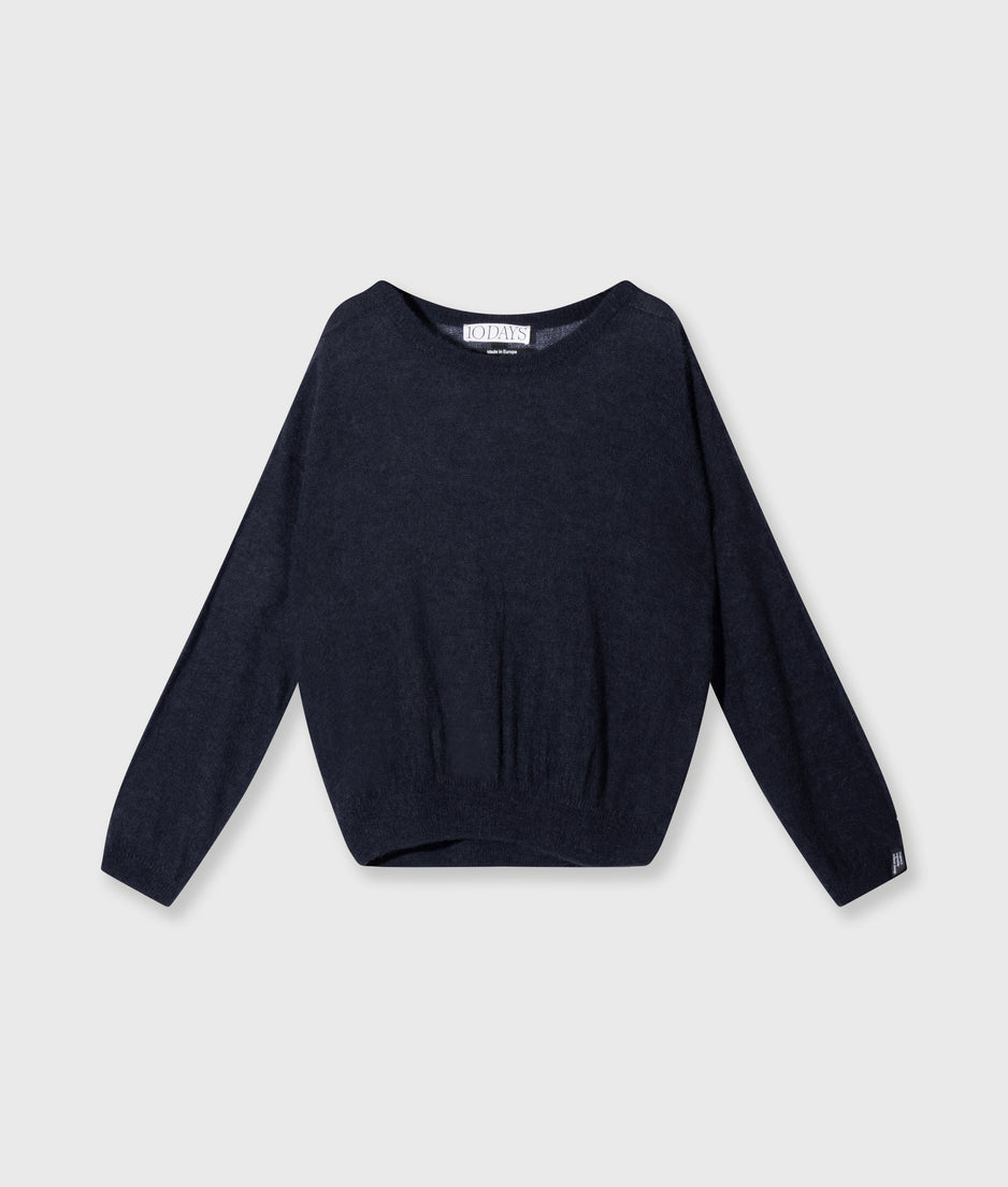 loose thin knit sweater | dark navy