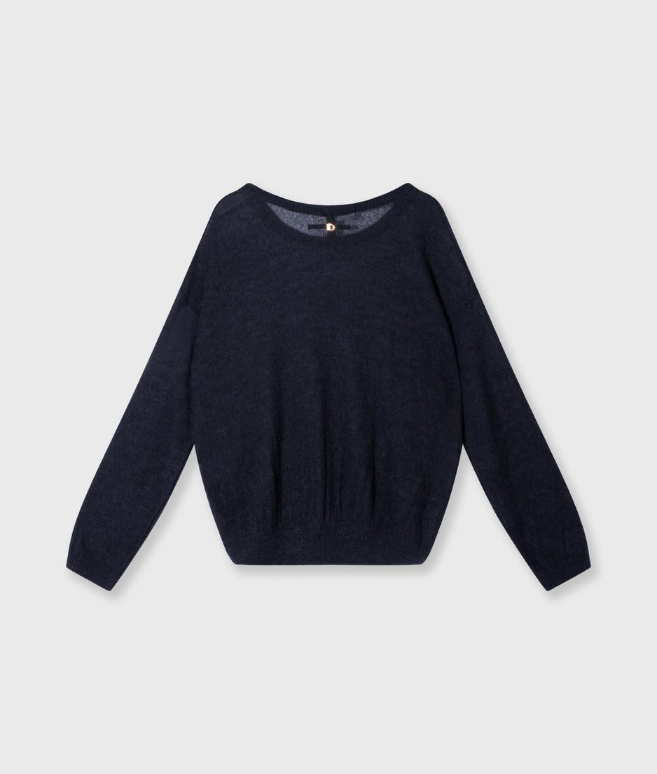 loose thin knit sweater | dark navy