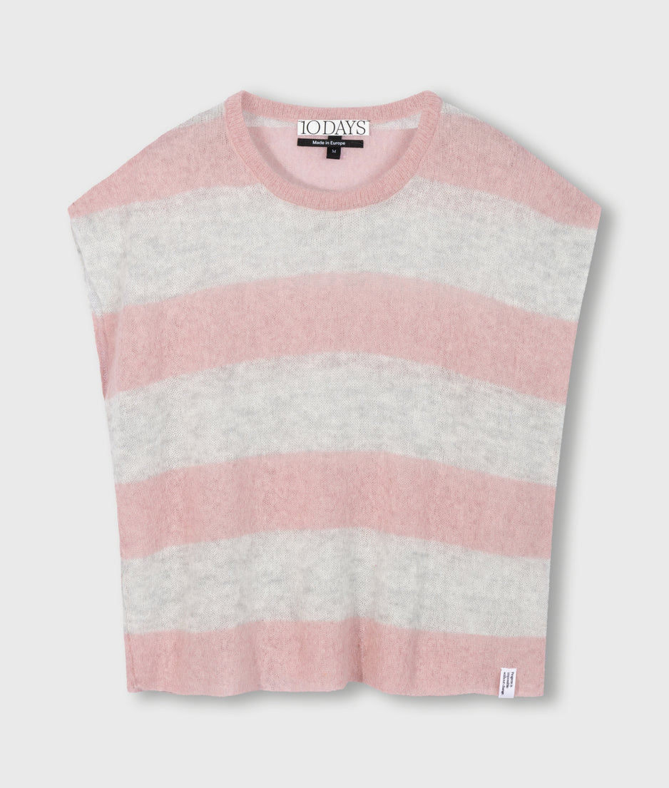 thin knit tee | dark raspberry/white grey melee