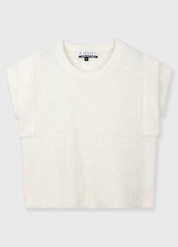 sleeveless knit sweater | ecru