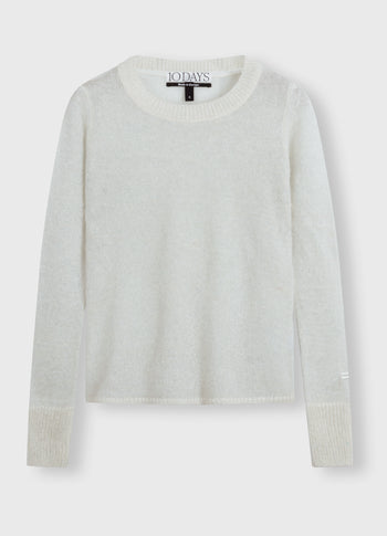longsleeve top knit sparkle | ecru