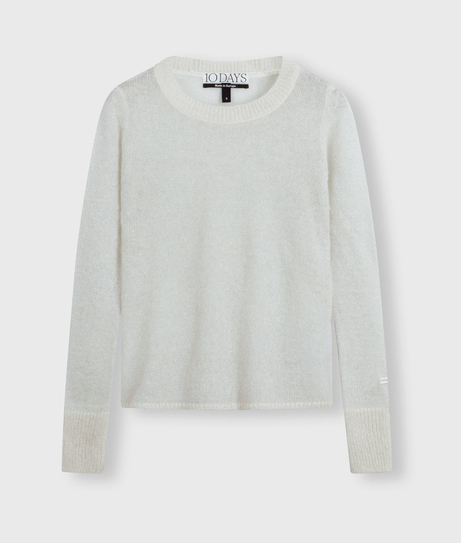 longsleeve top knit sparkle | ecru