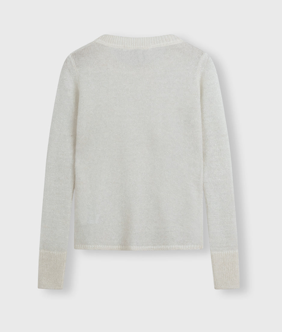 longsleeve top knit sparkle | ecru