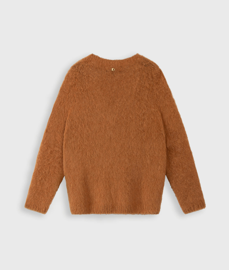 v-neck knit sweater | suede