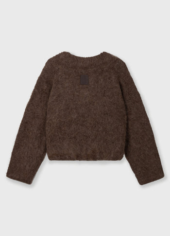 hairy knit sweater pleats | dark truffle