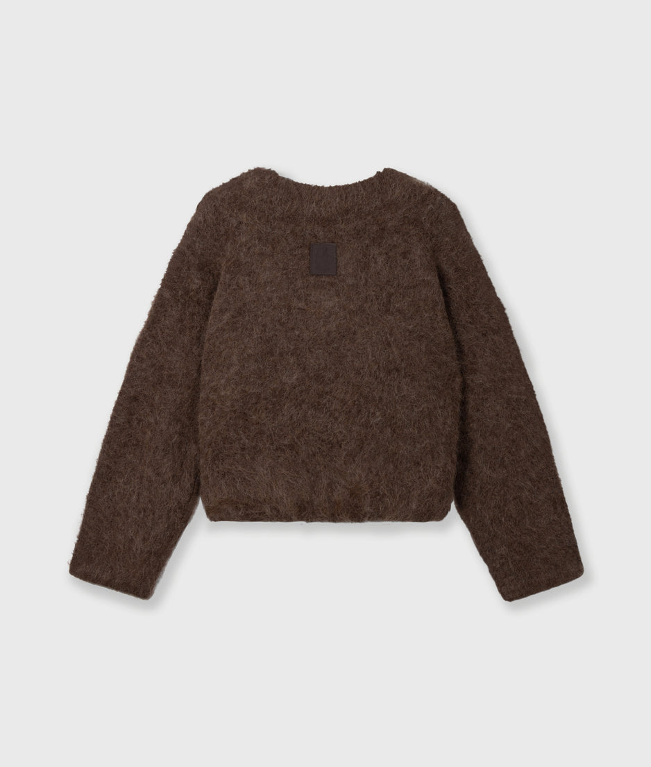 hairy knit sweater pleats | dark truffle
