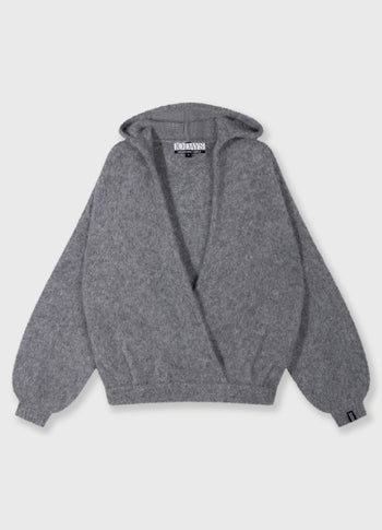 Strickpullover mit Kapuze | grey melee