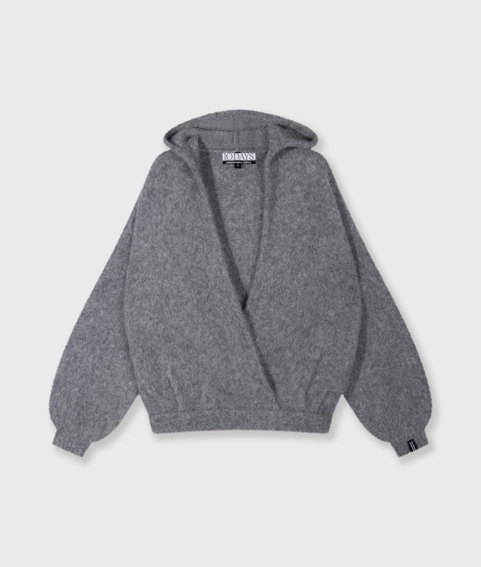 Strickpullover mit Kapuze | grey melee