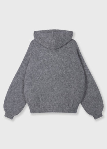 Strickpullover mit Kapuze | grey melee