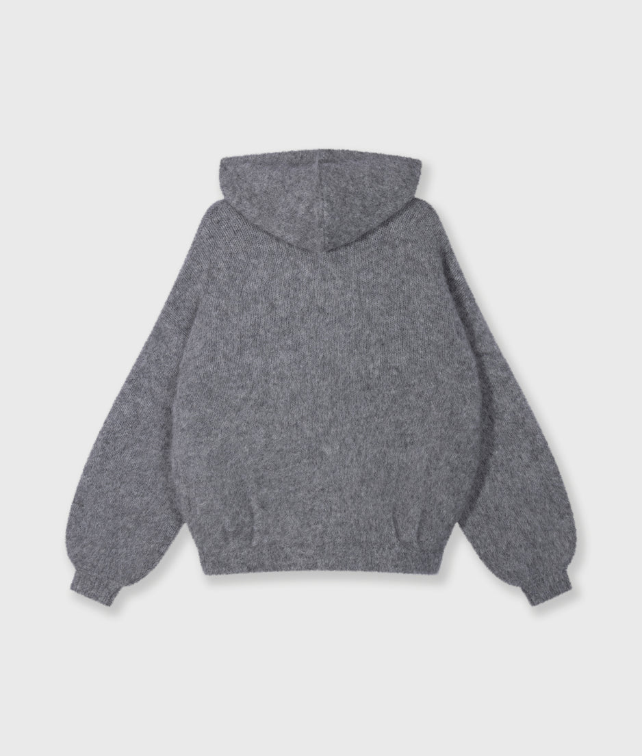 Strickpullover mit Kapuze | grey melee