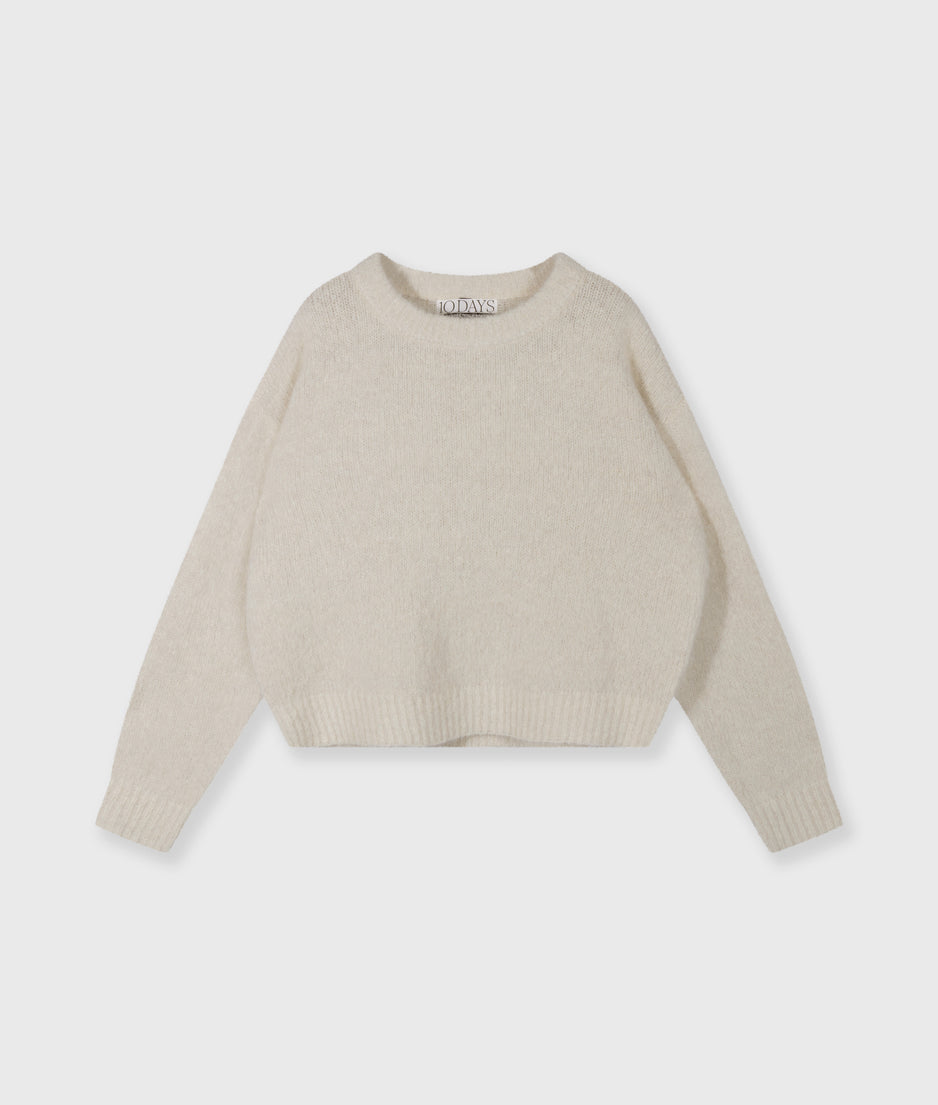 Strickpullover mit Lurex | ecru